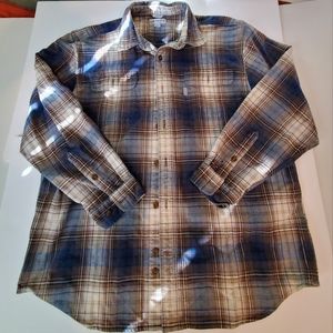 Carhartt Men's Flannel Button Up Shirt. XL. GPWC. Blue White Brown. Heavyweight.